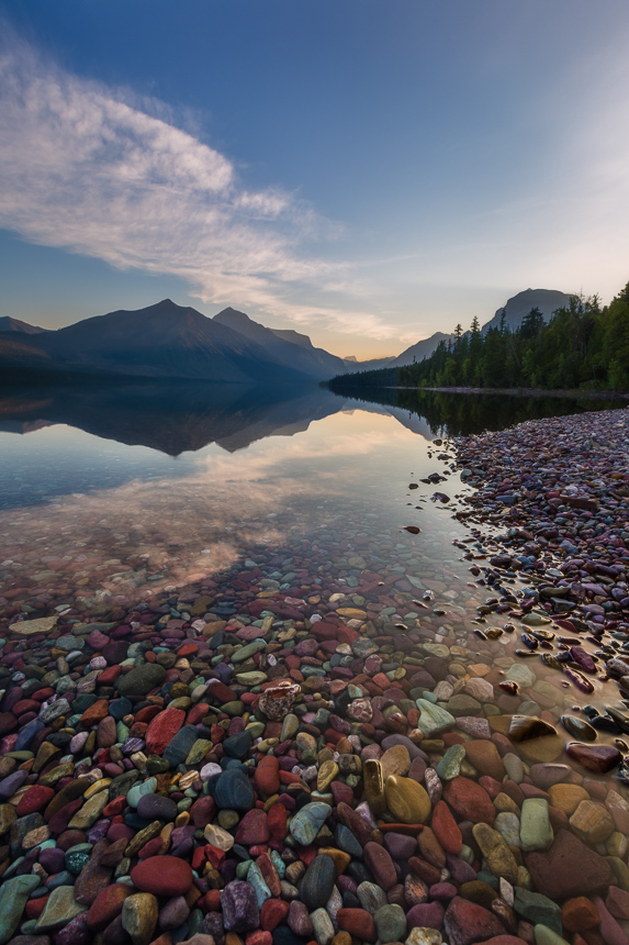 a photograph of glacial till in lake mcdoland in glacier national park montana